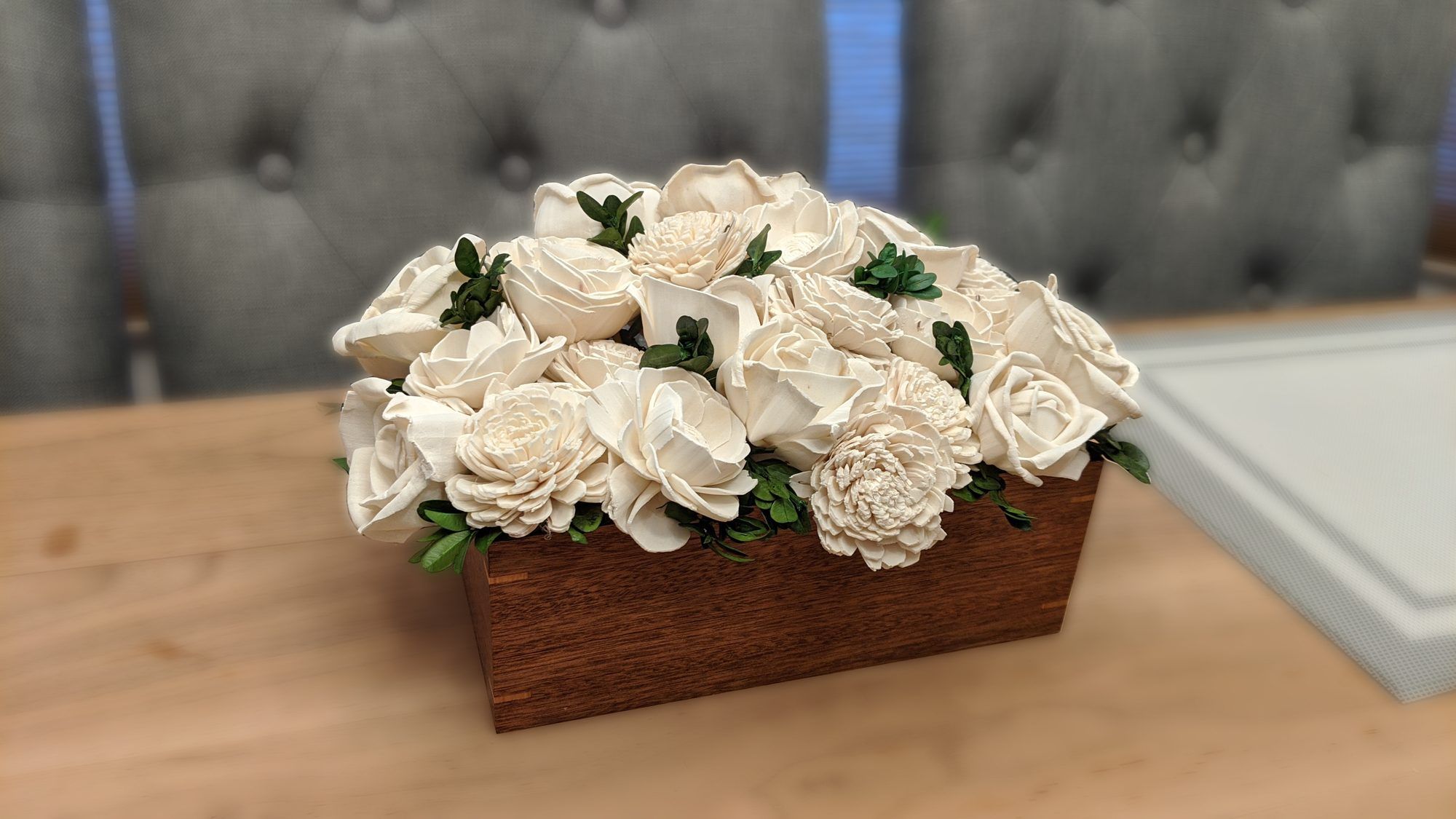 Flower box with preserved blooms